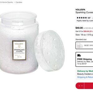 VOLUSPA  Sparkling Cuvee Glass Jar Candle